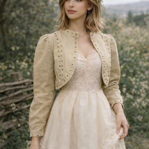 Cropped Studded Bolero Jacket Y2K Western Prairie Fairycore Layering Large